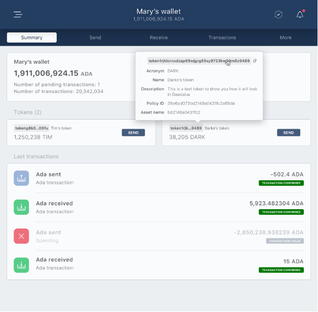 Token gốc Daedalus Mary UI